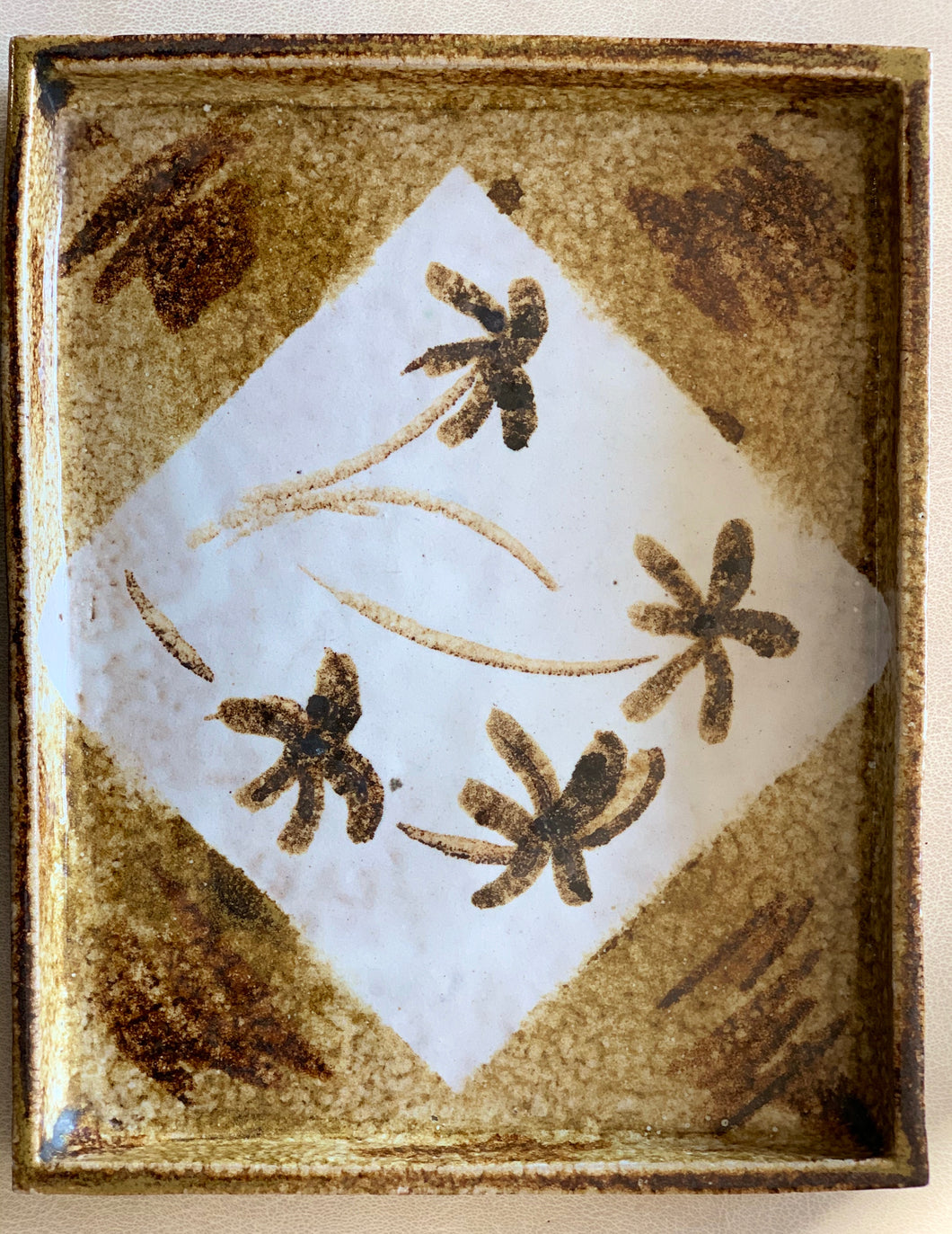 Vintage ceramic tray with palm trees