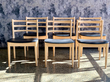 Load image into Gallery viewer, 6 Mid-Century beech-wood dining chairs

