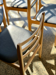 6 Mid-Century beech-wood dining chairs