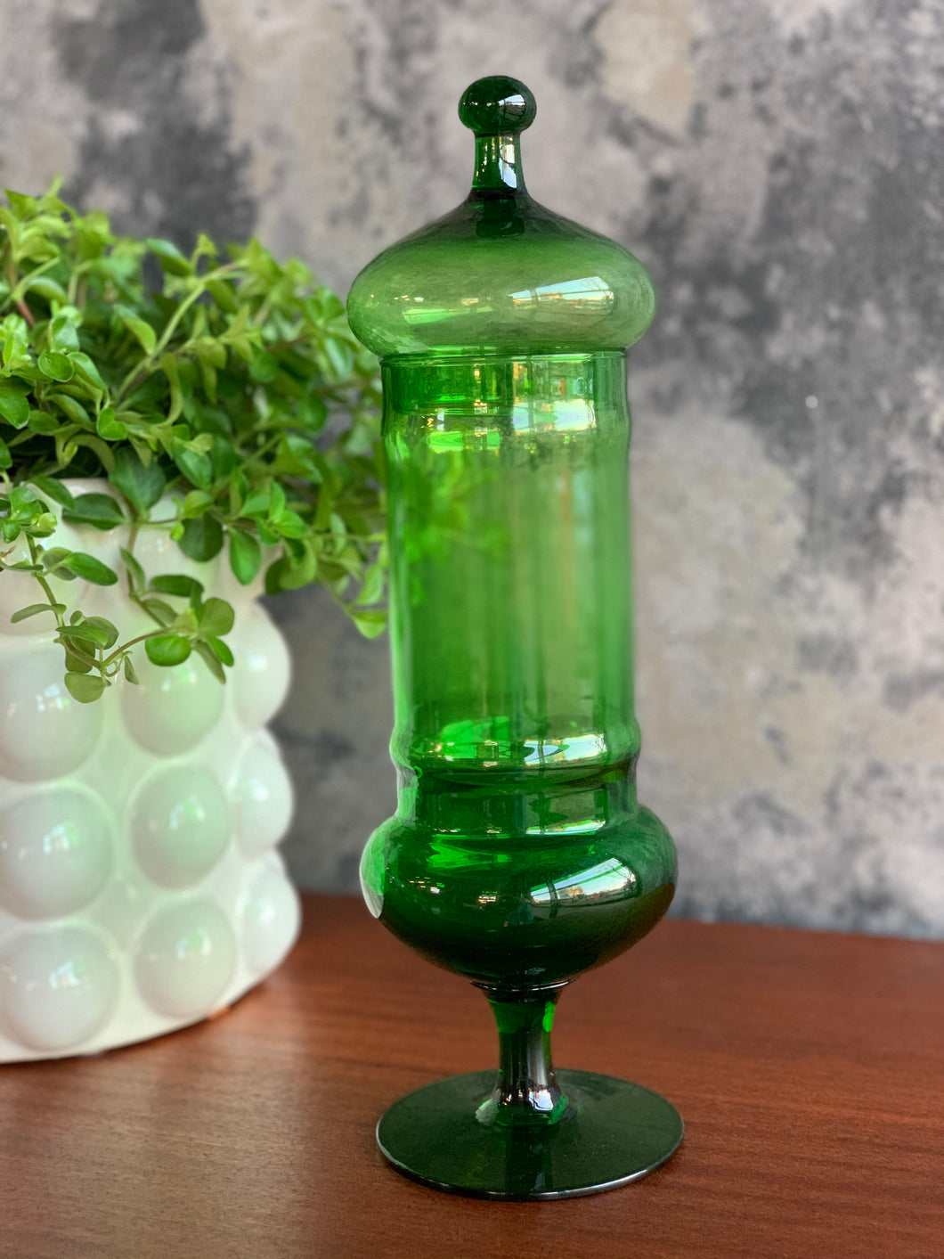 Vintage green bon bon jar