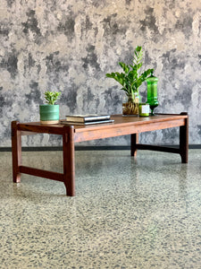 Imbuia retro cubist style coffee table