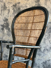 Load image into Gallery viewer, Black &amp; Natural rattan chair
