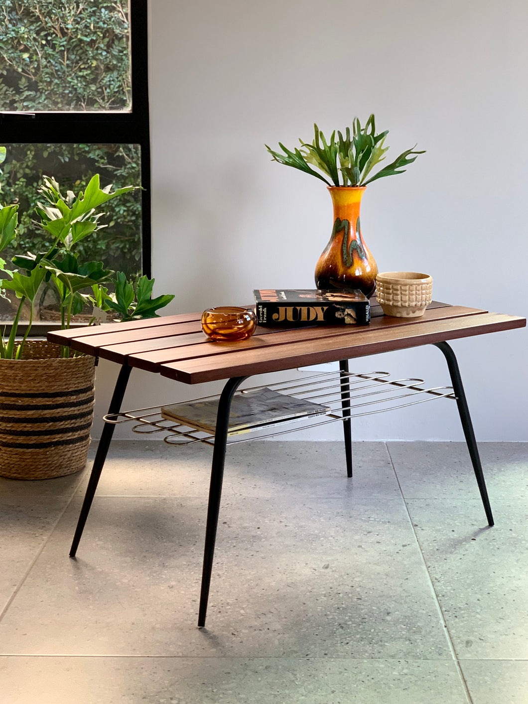 Retro Mahogany Slatted Coffee Table