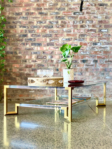 Lucite & Brass Coffee Table