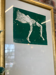 Framed green and white leg print