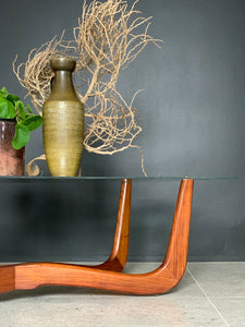 Mid-Century Coffee Table With Glass Top