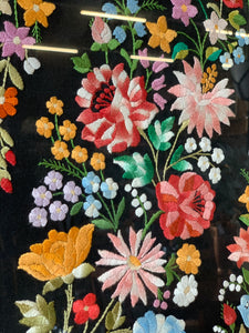 Vintage Flower Embroidery Framed Art