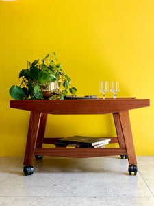 Mid-Century Trolley / Side Table with Wheels