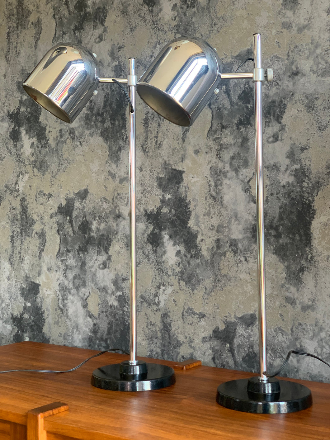Pair of Chromed Table Lamps