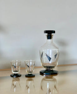 Art Deco Decanter & Two Glasses