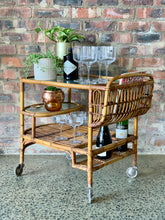 Load image into Gallery viewer, Vintage Cane Drinks Trolley
