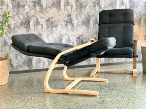 Pair of Mid-century reclining bentwood chairs