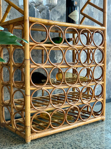 Vintage Arched Cane Wine Rack/Display
