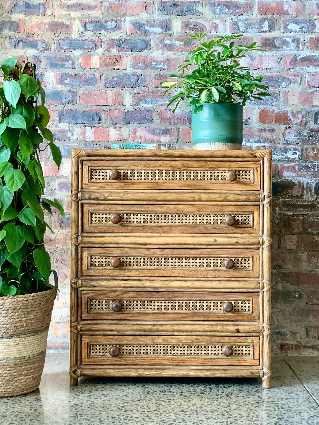 Cane chest of drawers