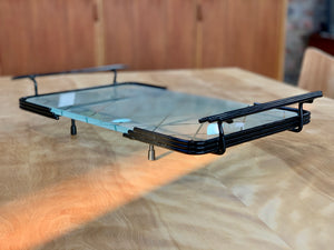 Art decor steel and glass tray