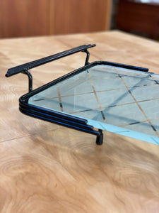 Art decor steel and glass tray
