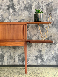 Mid-Century mahogany headboard with brass detail