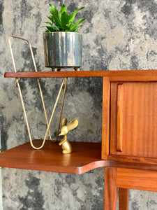 Mid-Century mahogany headboard with brass detail