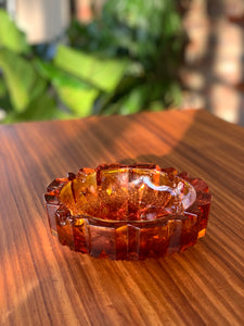 Cut Glass Retro Amber Ashtray