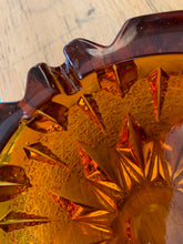 Load image into Gallery viewer, Cut Glass Retro Amber Ashtray
