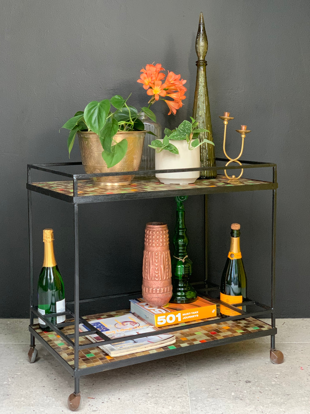 Retro Mosaic Drinks Cart