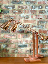 Load image into Gallery viewer, Copper and Wood Adjustable Lamp
