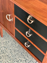 Load image into Gallery viewer, Imbuia sideboard with 3 black drawers

