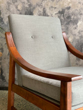 Load image into Gallery viewer, Pair of wooden armchairs with curved arms
