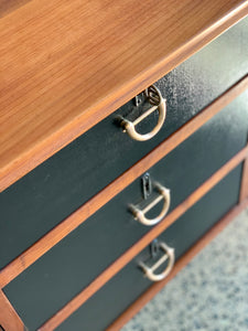 Imbuia sideboard with 3 black drawers
