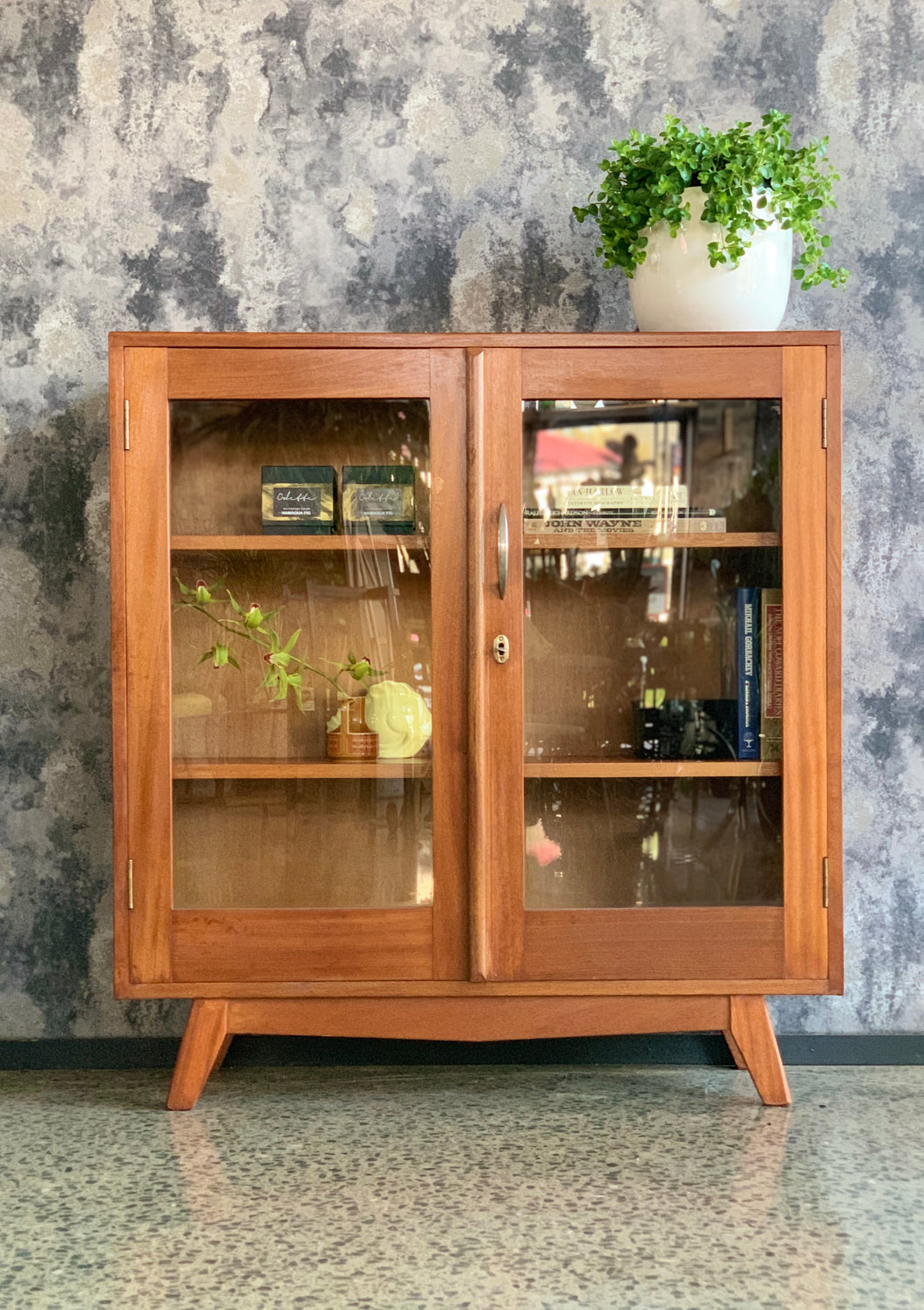 Retro bookcase with glass door