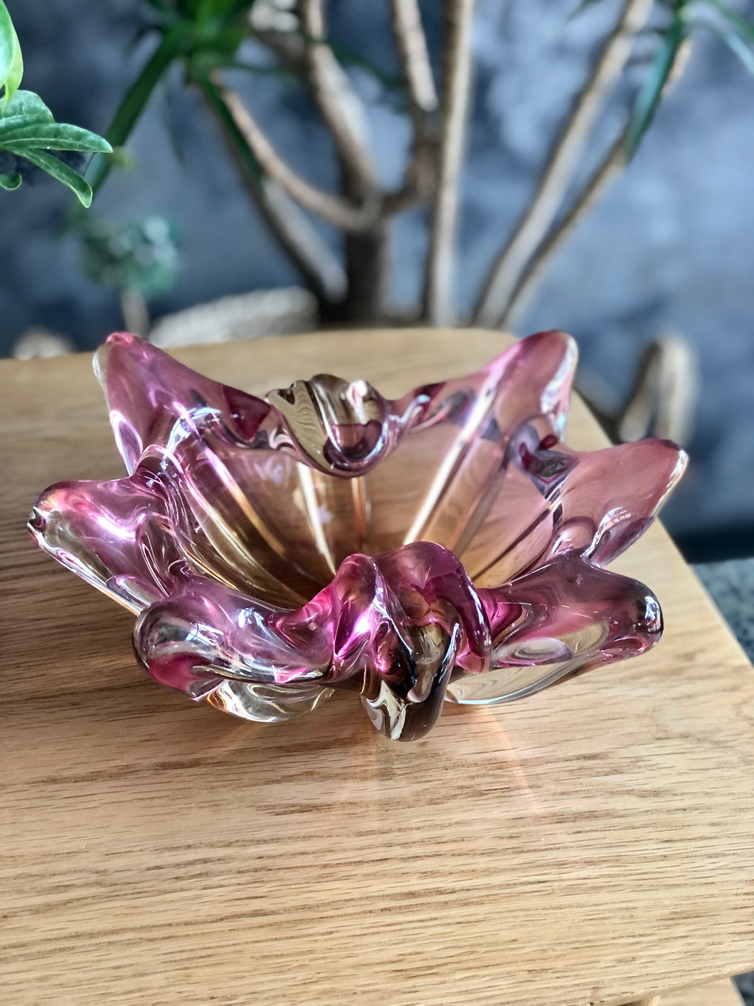 Pink & yellow Murano ashtray