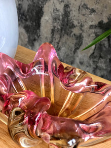 Pink & yellow Murano ashtray