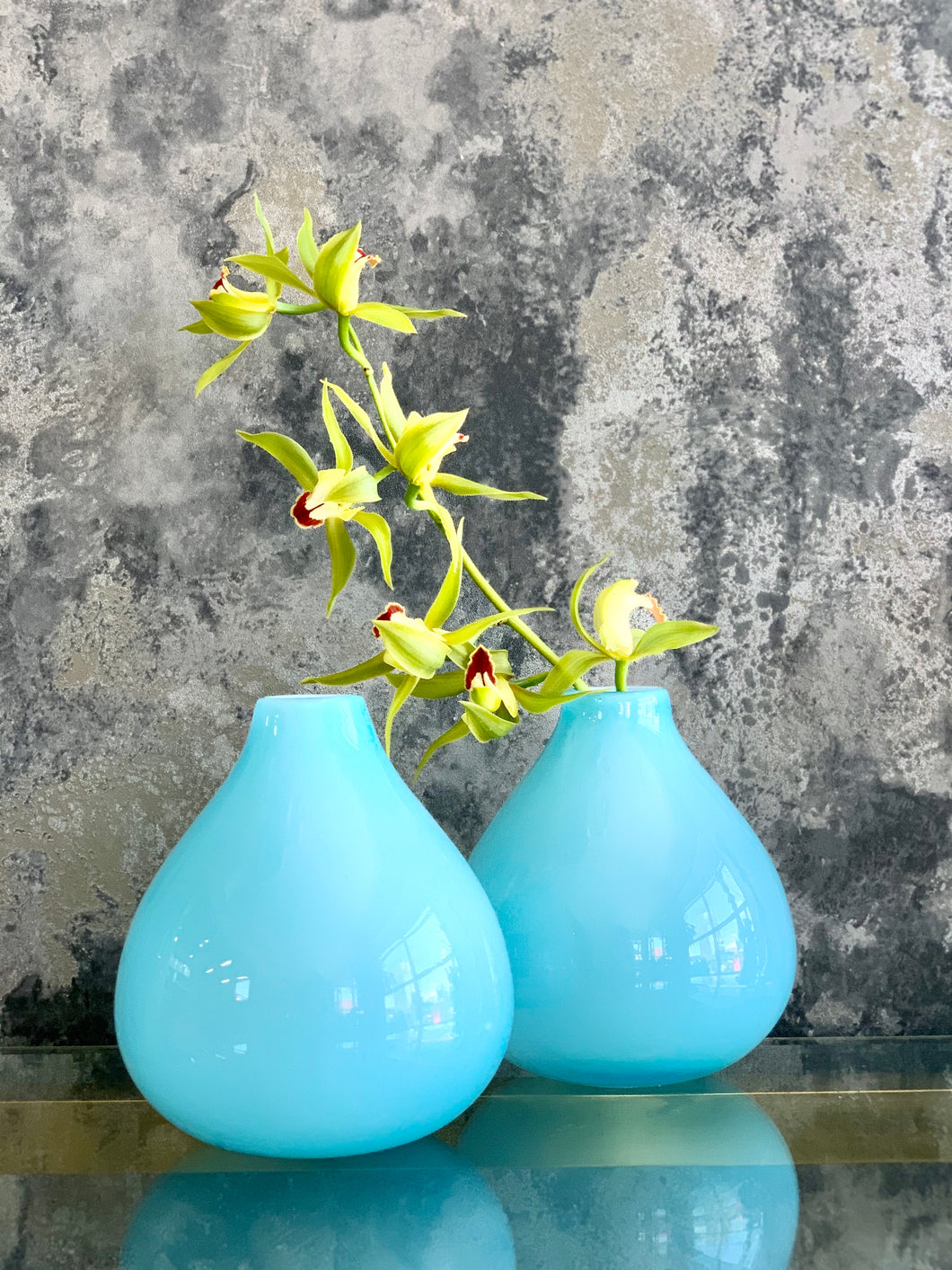 Blue art glass style vase