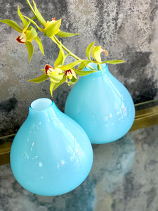 Blue art glass style vase
