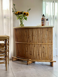 Retro Cane Bar with Four Bar Chairs