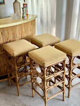 Load image into Gallery viewer, Retro Cane Bar with Four Bar Chairs
