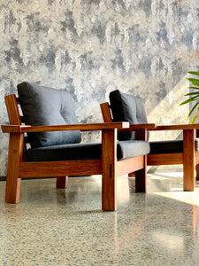 Cubist Kiaat mid-century lounge chairs