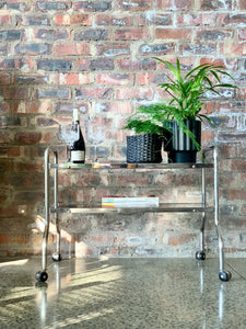 Chrome & glass drinks trolley