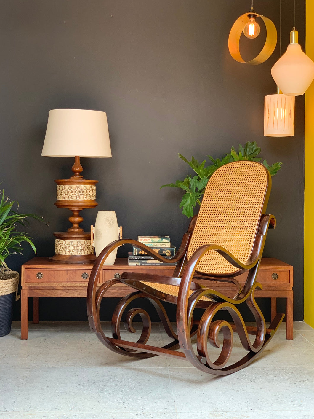 Vintage Bentwood Cane Rocking Chair