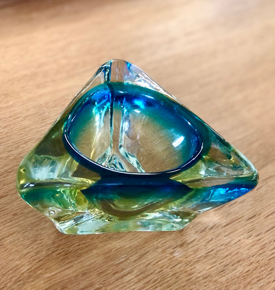 Murano blue and yellow bowl