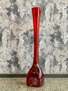 Tall Red Glass Vase