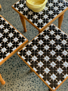 Retro Side Table with Tile Inlay