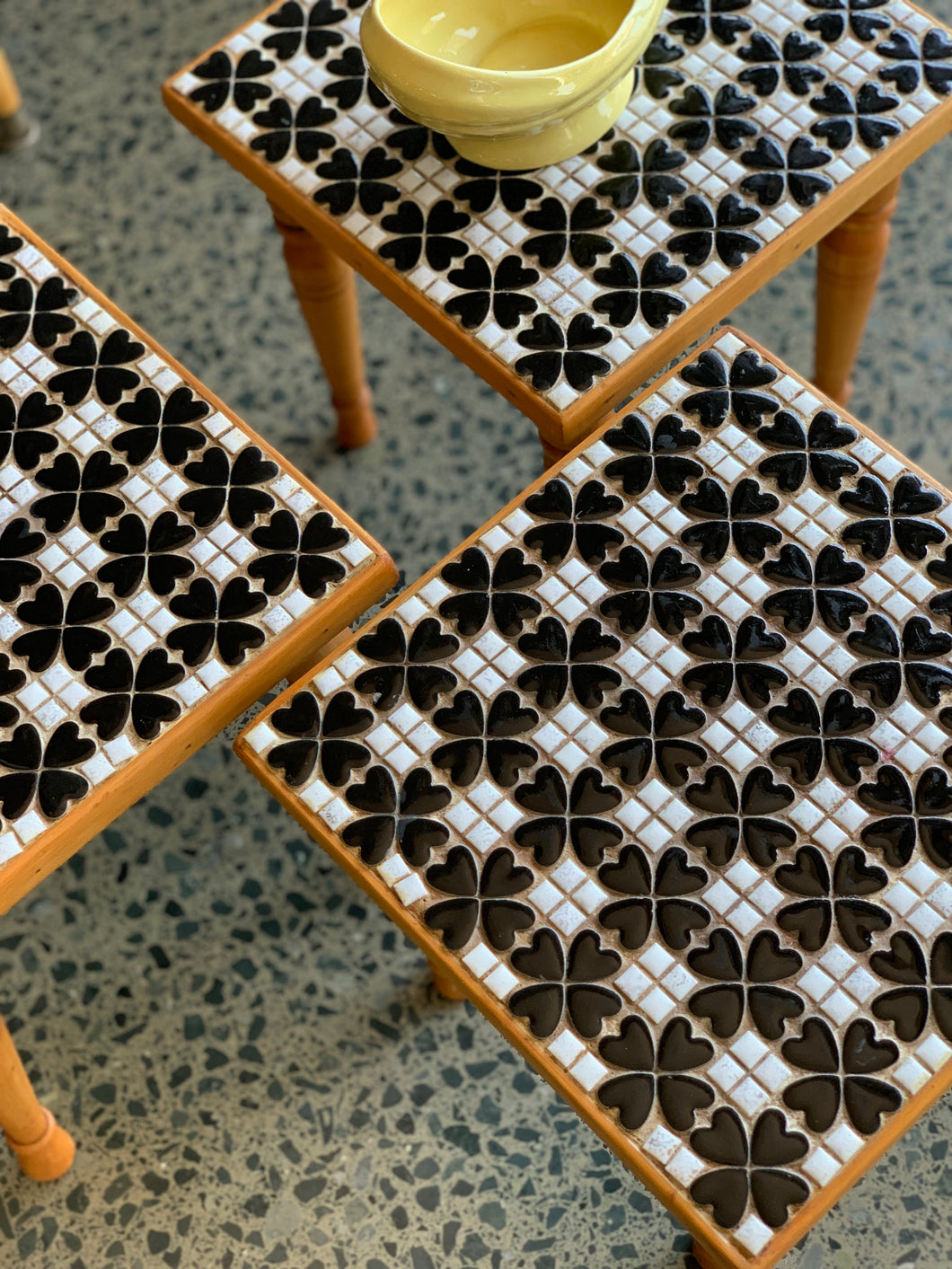 Retro Side Table with Tile Inlay