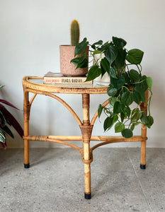 Cane Half Moon Side Table