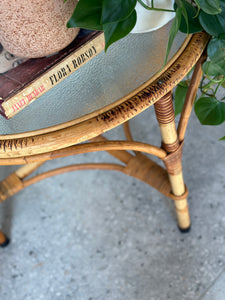 Cane Half Moon Side Table