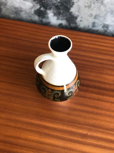 West German brown & green pottery vase