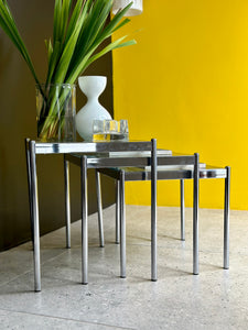 Chrome & Glass Nest Of Tables